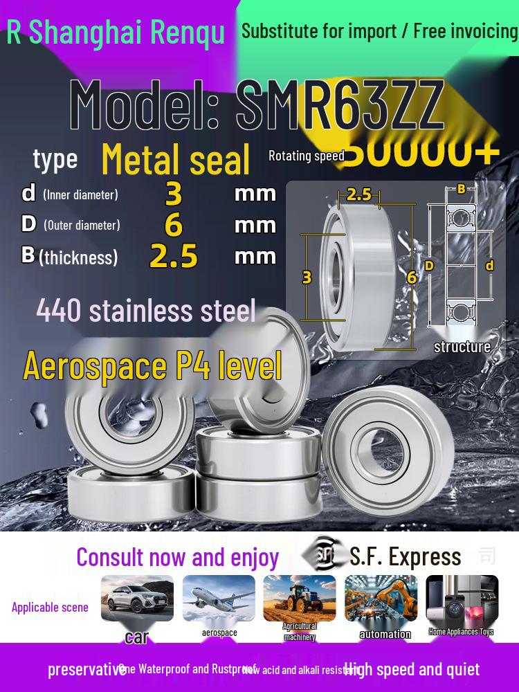 High-Speed Mini Micro Bearings Set: 440 Stainless Steel, 4 Models, 3 Bearings Each, Inner Diameter: 1, 2, 5, 6, 7, 8, 9, 10, 12mm
