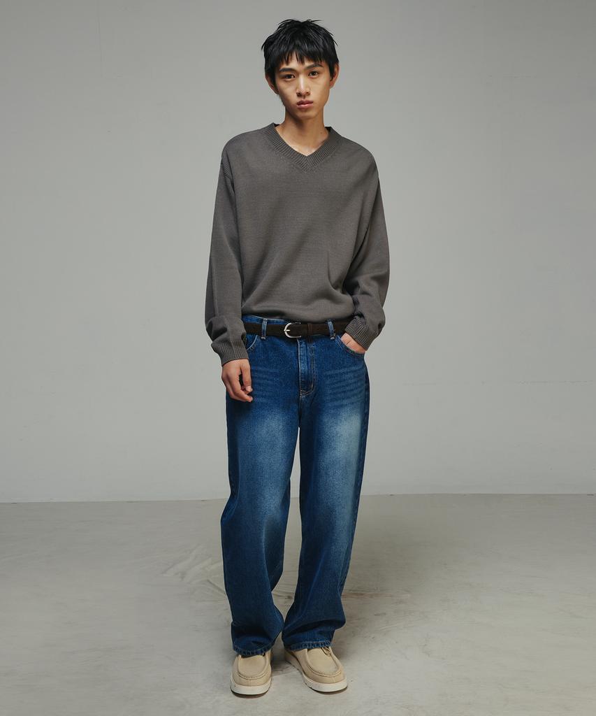 SIGNATURE V-Neck Relaxed Knit [Charcoal]