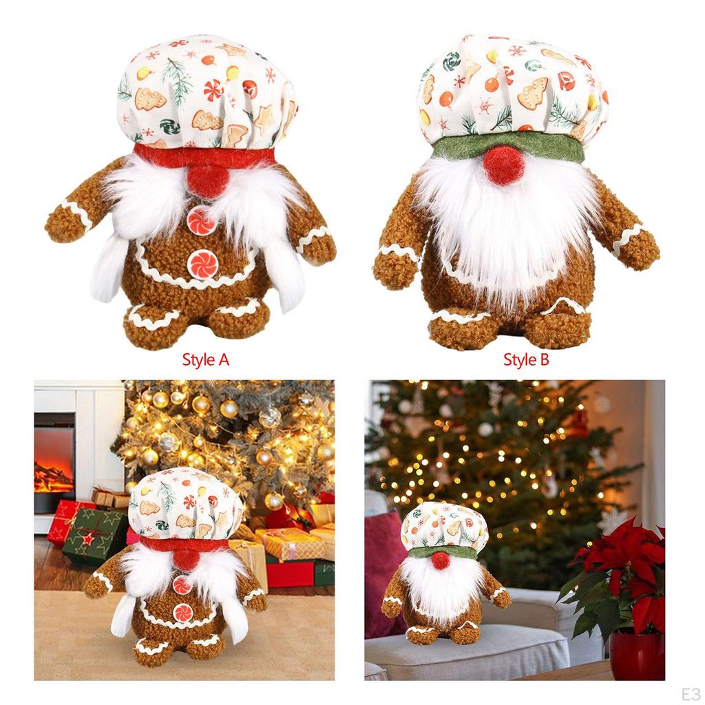 Faceless Gingerbread Man Doll/ Handmade Gnomes Figurines for Christmas Party