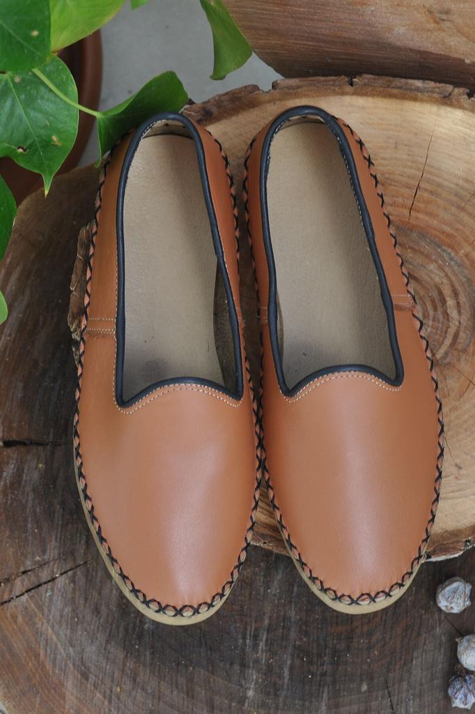 Flache Damenschuhe, Unisex, Tan, Ballerina-Modell, flache Hausschuhe