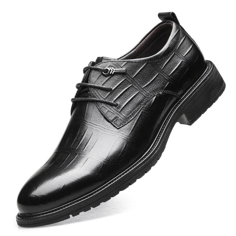 

Мужские туфли из кожи с низким верхом, мужские формальные кожаные туфли на шнуровке, модные коричневые остроносые кожаные туфли 2025 38 чёрный