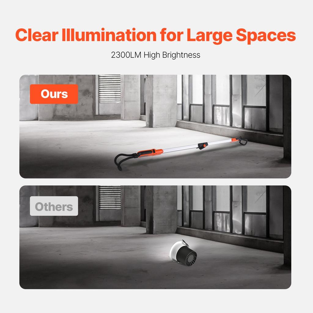 VEVOR Underhood Work Light, 2300LM, 6000mAh Rechargeable Bright LED Light, Portable Cordless Mechanic Work Light Bar with Hooks