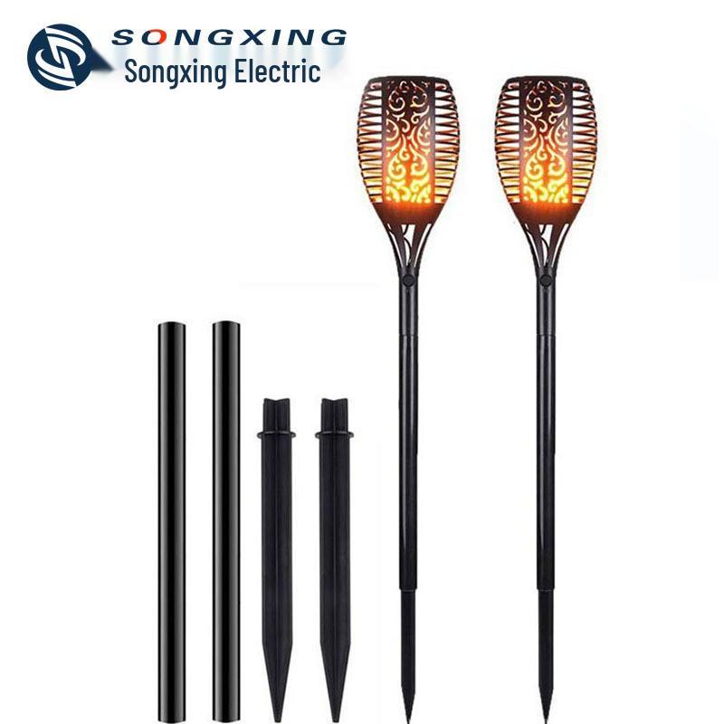 Solar LED Waterproof Torch Light for Garden: Wall-Mount, Ground-Insert, or Flat Surface.