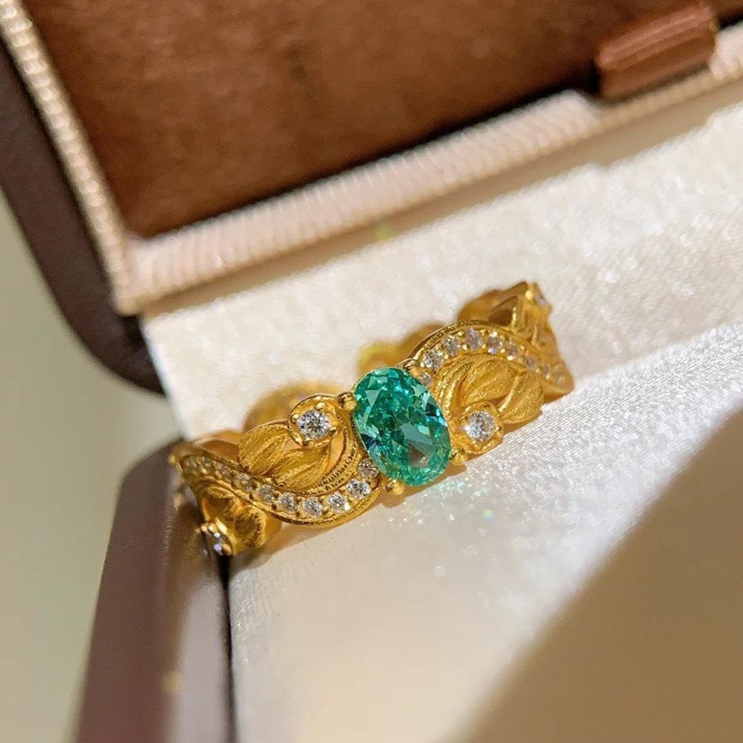 Elegant French Green Adjustable Open Ring: Women s Light Luxury Court Style for Index Finger Open adjustable