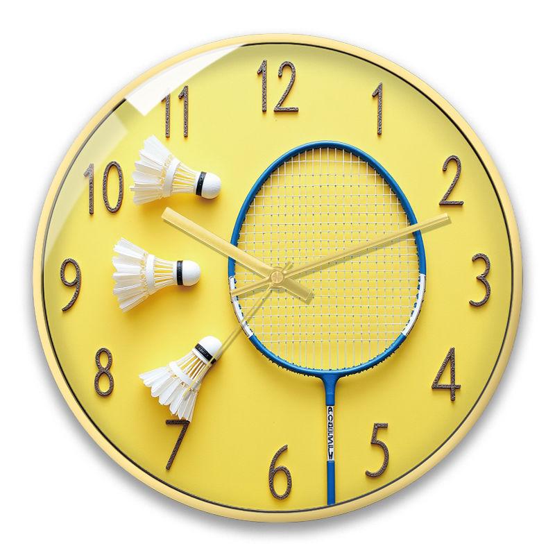 

Badminton Hall Wall Clock Gymnasium Sport Badminton Player Enthusiast Study Living Room Simple Mute Quartz Clocks Watch (as the picture,20x20cm)