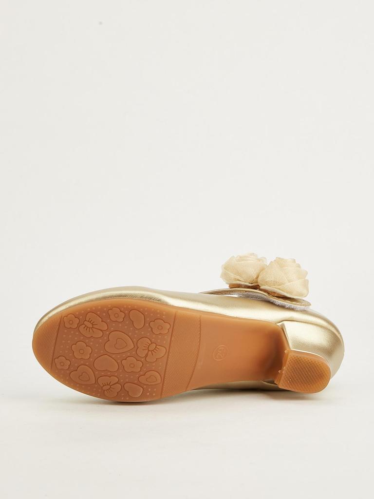 Spring 2026 Floral Round-Toe Princess Heels for Toddlers & Girls, Leather Shoes