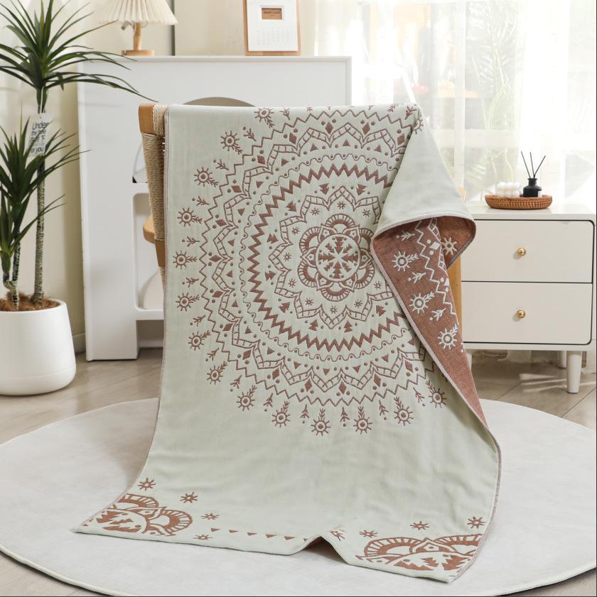 Multi-Layer Gauze Cotton Bath Towel Soft And Comfortable Beach Towel Ethnic Style Sun God Skin-Friendly Water Absorption