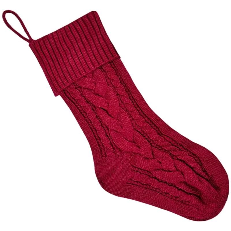 Holiday Stocking Large Capacity Knitted Sock For Christmas Gifts Elegant Reusable Festival Home Decoration