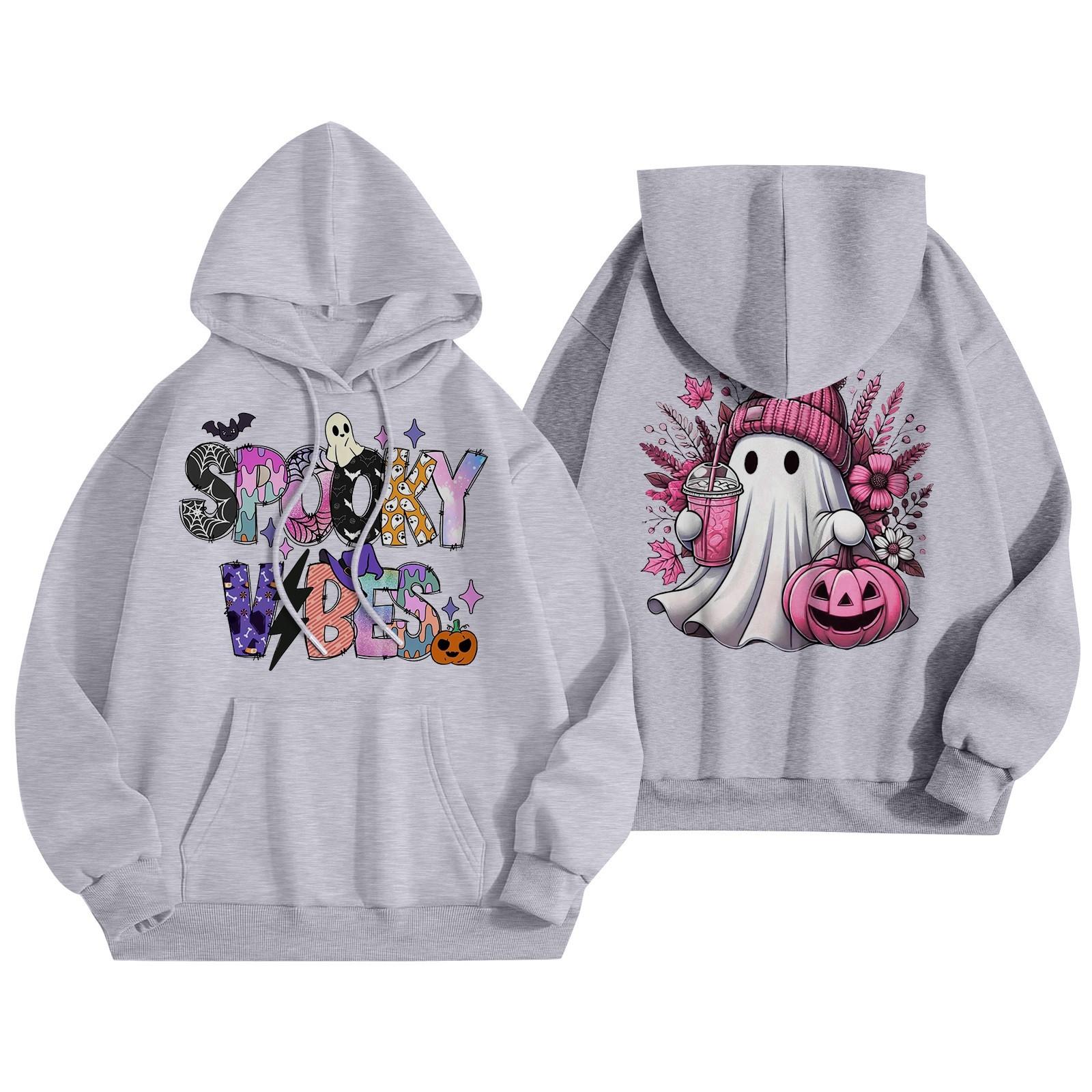 

Женская модная свободная повседневная толстовка с капюшоном и длинным рукавом на Хэллоуин L