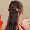 Retro Red Hair Stick Chinese Style Hanfu Tassel Women Flowers Chopsticks Alloy Hairpin Woman Jewelry Hair Clip Accessories