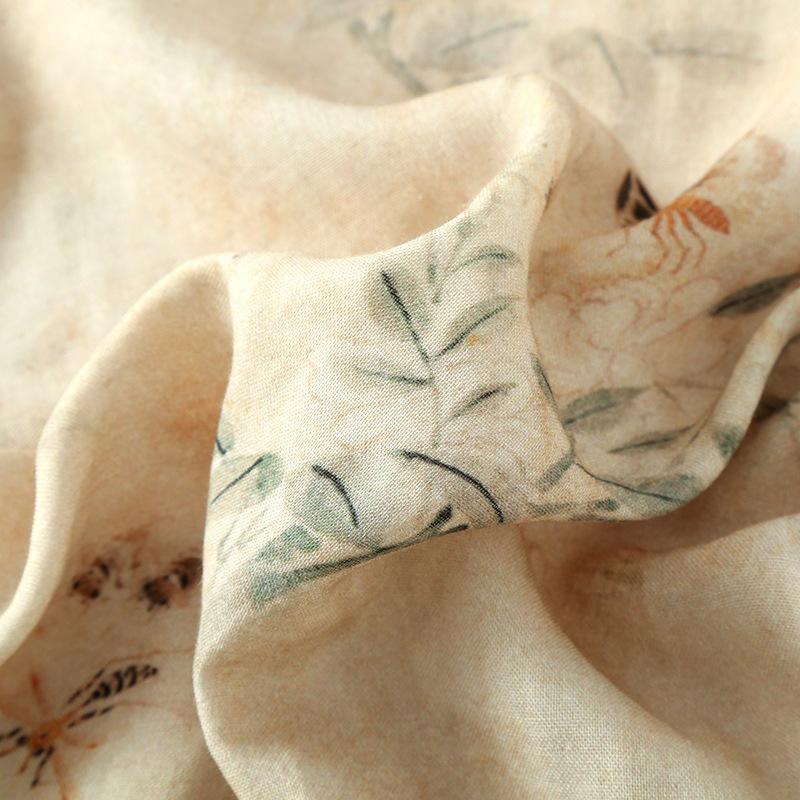 Women's Long-sleeved Chinese National Style Cotton Nightgowns for Women Spring / Summer Thin Bamboo Cotton Double-layer Gauze Nightdress