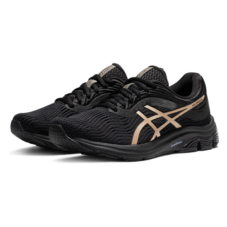 Asics Gel-Pulse 11 Comfortable Fabric Synthetic Leather Durable Breathable Low-Top Training Running Shoes Women sneaker Black Gold 1012B138-001
