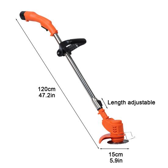 Weed Eater Electric Weed Mower Cordless Trimmer Telescopic Rod Home Weed Eater Cutter Rechargeable Handheld Lawn Mower with 2 Batteries (12V 2.0Ah)