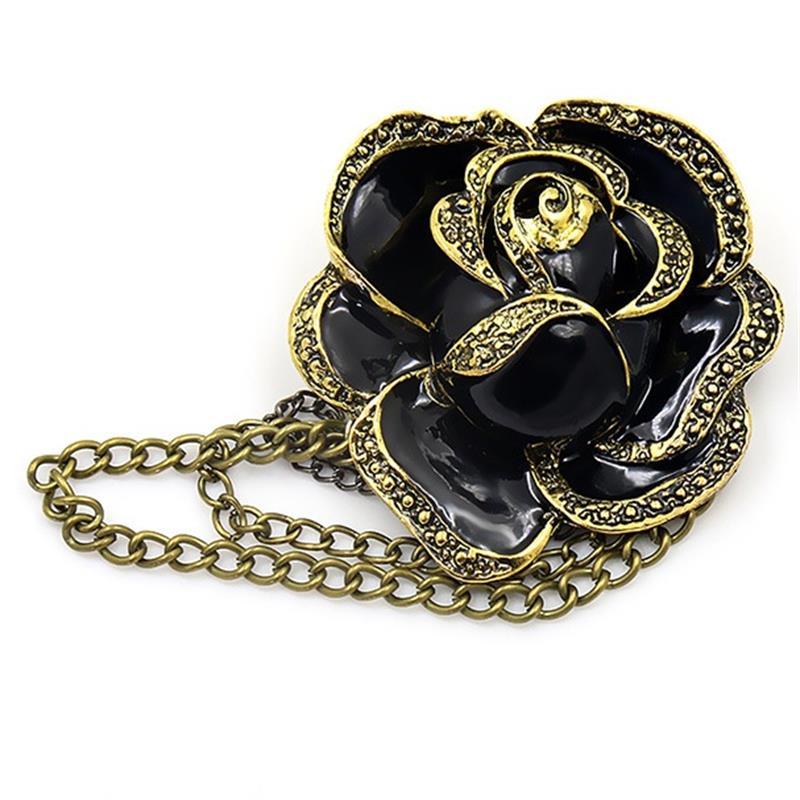 Camellia Brooch Oil Drop Badge Mourning Funeral Corsage Pin High-End French Elegant Clothes Scarf Accessory Tassel Chain Brooch