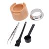 Coffee Capsule Refill Kit with 50pcs Aluminum Foil Seals Lids Spoon Brush Ring Clip Solid Wood
