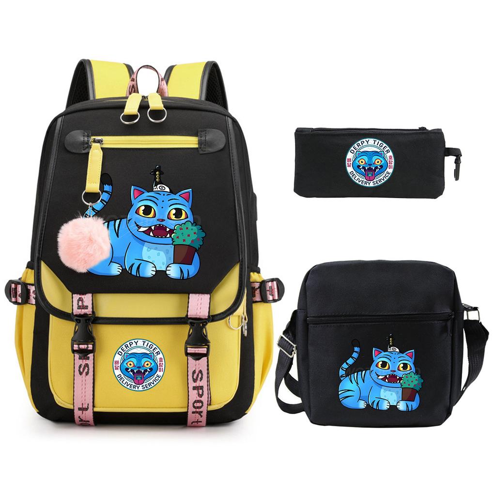 Witch Hunters Cartoon Peripheral Printing Children's Backpack Cross-border New Student School Bag Three-piece Shoulder Bag Pencil Bag