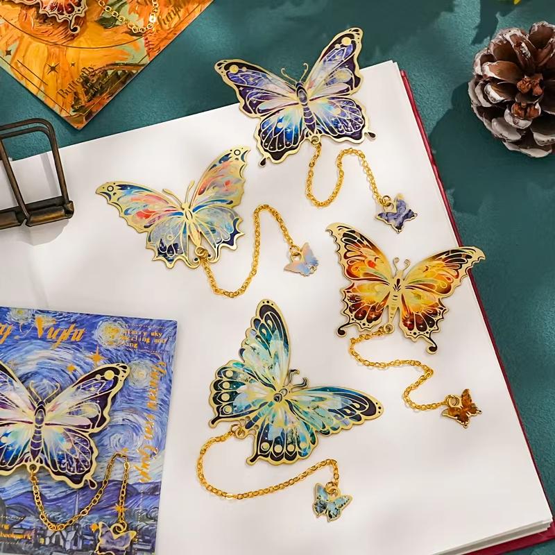 Vintage Butterfly Metal Bookmark With Long Tassel Creative Stationery Gift For Book Lovers Readers Teachers Students School Gift