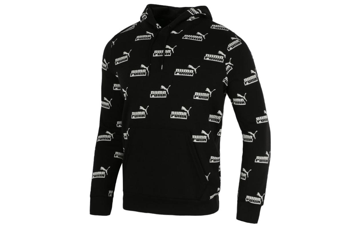 Свитшоты с принтом логотипа PUMA Мужские Черные С капюшоном Умеренный Обычный 588803-01 XXL