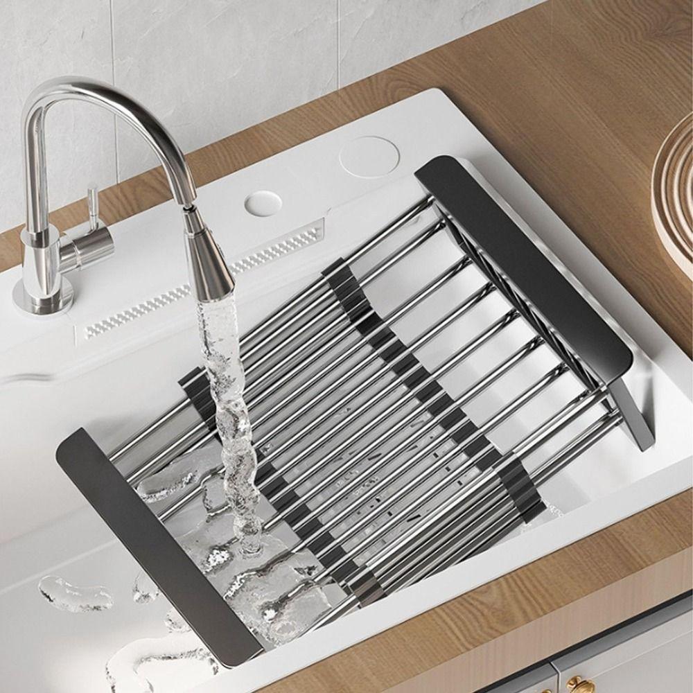 Gifts Extend Kitchen Sink Drain Basket Stainless Steel Portable Extender Basket for Vegetables Multi-functional Sink Rack