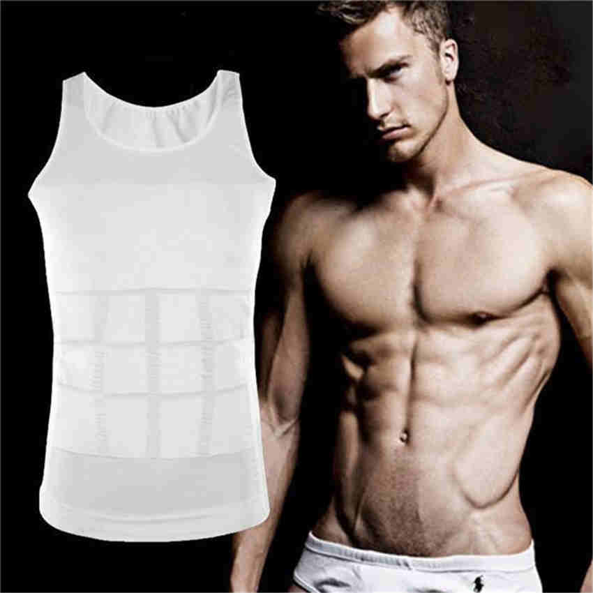 Mens Absorbent Underwear Fitness Body Shaper Tight Slimming Tummy Belly Cincher Vest