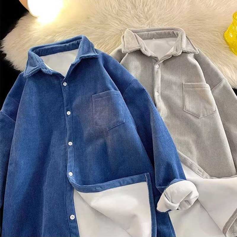 Shirt Coat for Women Cotton Winter Padded Warm Solid Color Thickened Casual Oversize Double Layer Jacket