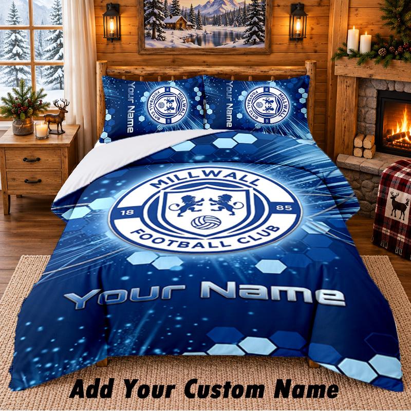 Millwall Pattern Bedding 3Pcs Set Custom Name, Bed Sheet And Pillowcases For Home Bedroom