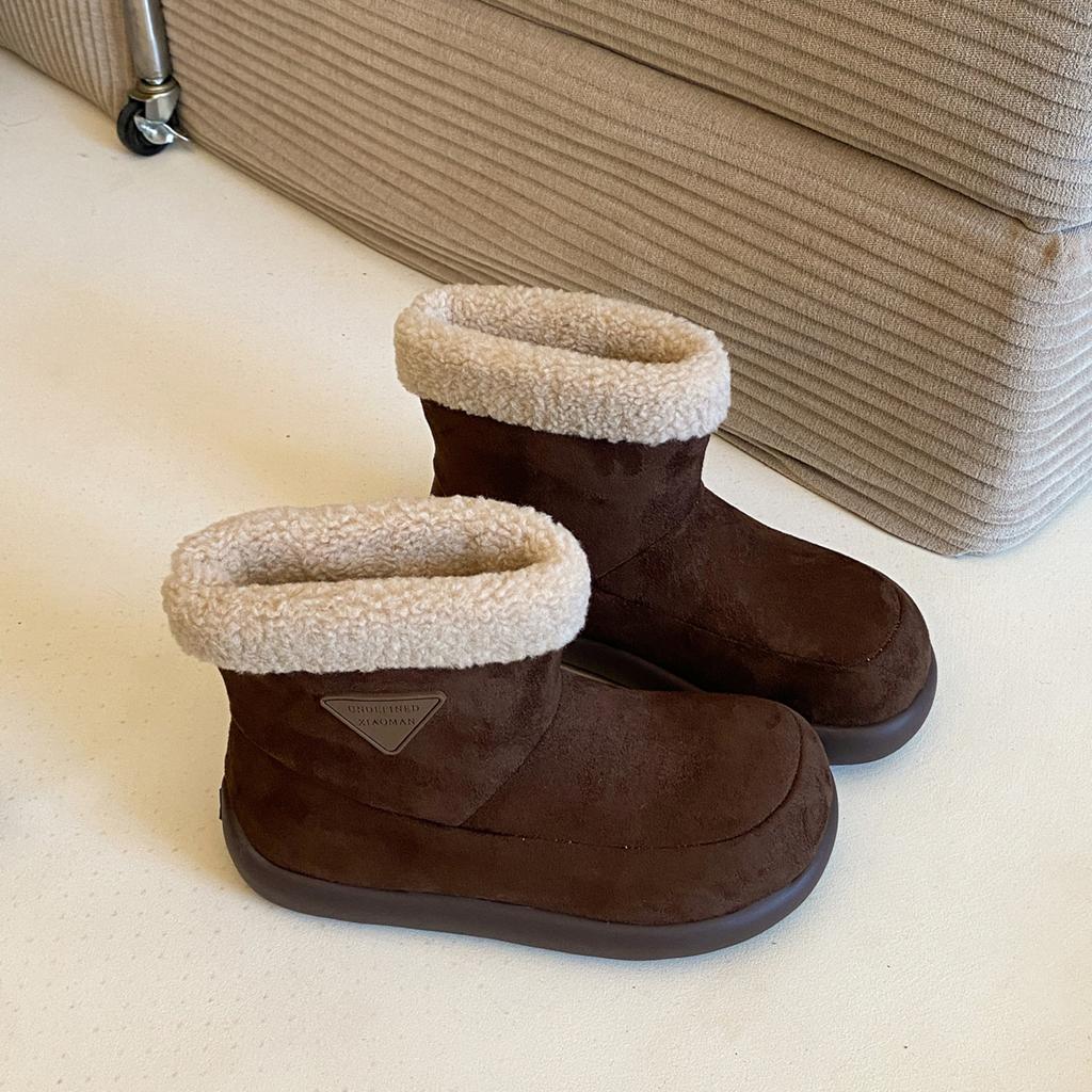 [Fanfna] Retro thick-soled non-slip snow boots for women's 2025 new autumn versatile soft-soled velvet cotton slippers