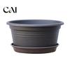 Resin Planters for Bulbs Bulb Plant Pot with Saucer, 10 Inch 13 Wide Flowerpot Durable Garden Pots Tulips Drainage Holes, Indoor Outdoor Planter