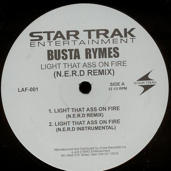

12-дюймовая пластинка BUSTA RHYMES - Подожги этот зад (N.E.R.D Rem LAF001 Star Trak Enter 2003 UK Рэп и Хип-Хоп/R&B Б/У