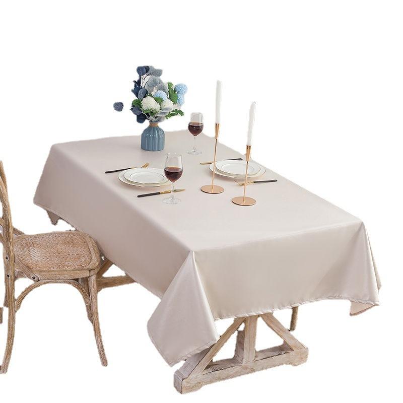 Japanese Linen-Cotton Tablecloth Waterproof Oil-Proof Wash-Free Solid Color Rectangular Dust-Proof Cover Tablecloth Soft Drape