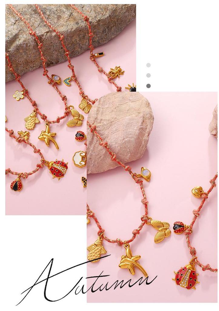 European & American Cross-border Fashion Niche: DIY Flower Heart Pendant Bracelet & Necklace Set