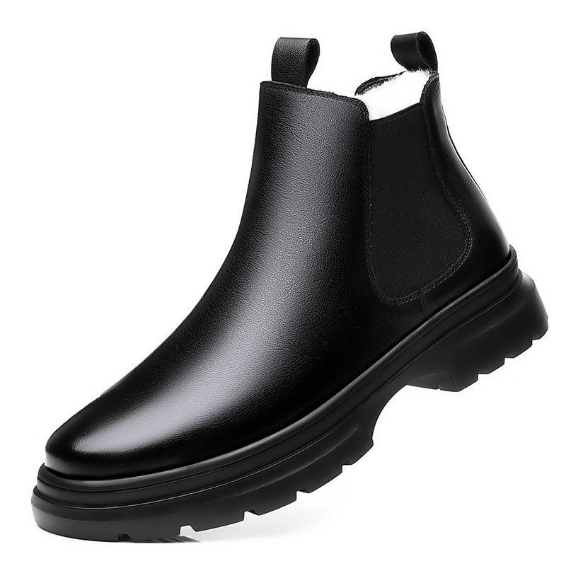 Chelsea boots low-top British style autumn and winter new high-top leather shoes Martin boots medium-top boys short boots waterproof and non-slip