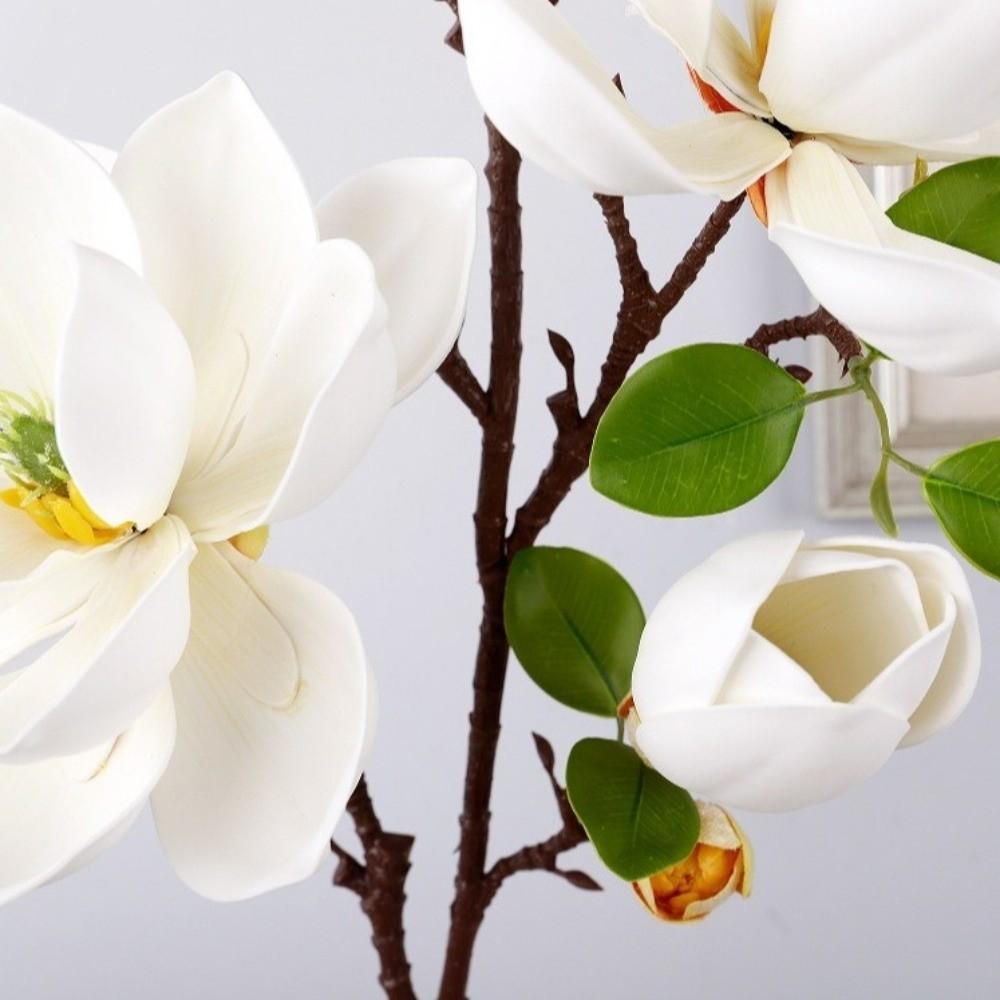 Große künstliche Magnolienblüte Real Touch Realistischer künstlicher Magnolienzweig Handgefertigte EVA-Kunstseidenblume Heimdekoration
