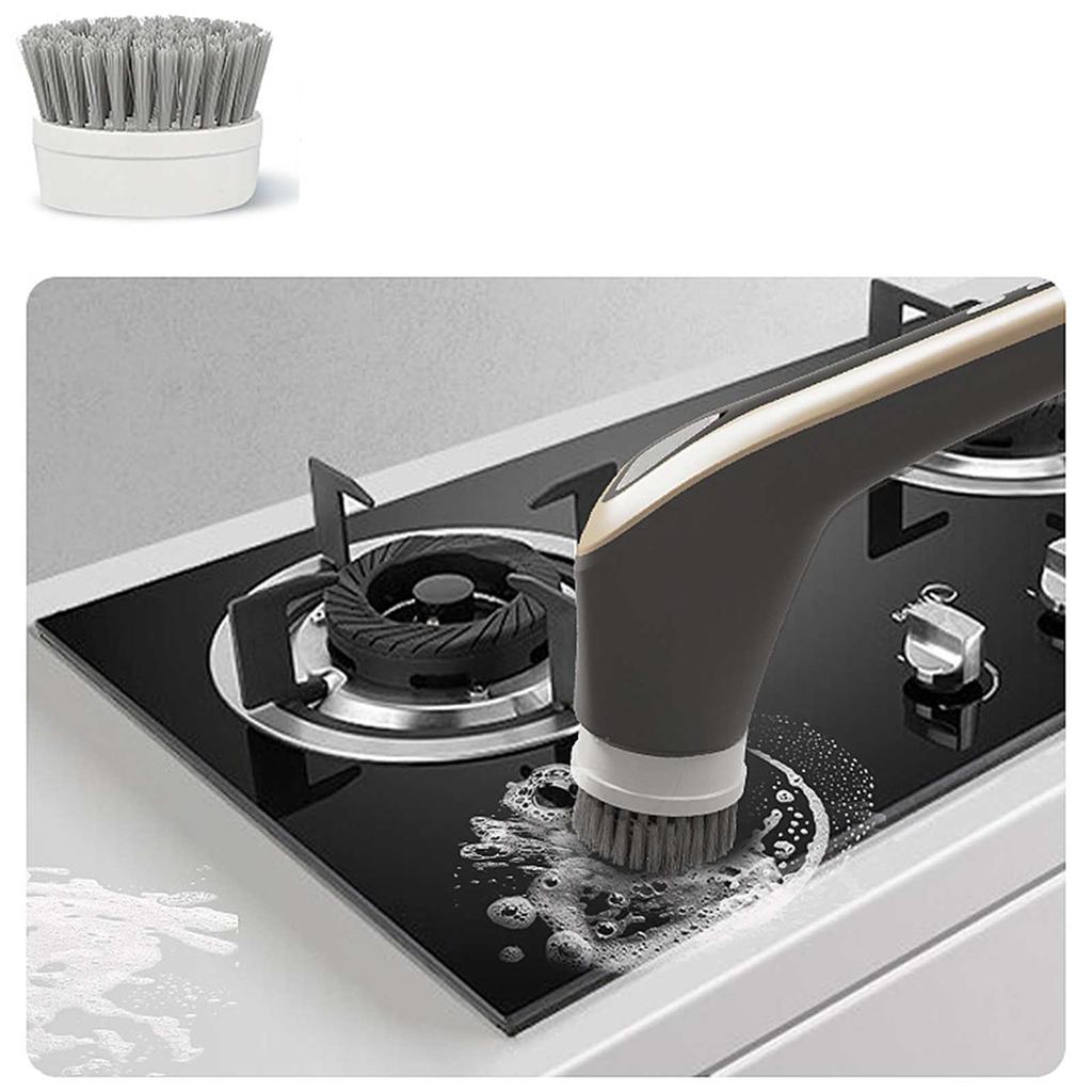 Wireless handheld multi-functional electric cleaning brush with long handle, retractable and waterproof, for cleaning kitchen dishes.