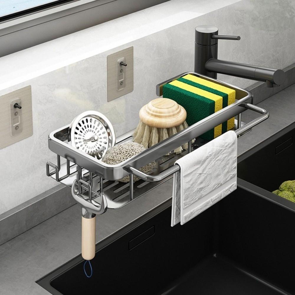 Aluminum Kitchen Storage Rack with Tray Storage Organizer  Household Organization