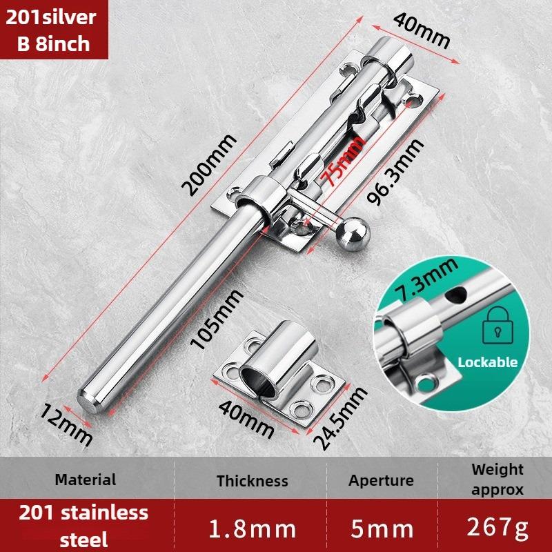 1PCS Stainless Steel Door Latch Solid Sliding Bolts Latch Home Hardware Gate Safety Toilet Door Lock