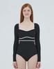 Kolallikeu Heart Neck Waffle Monokini Black