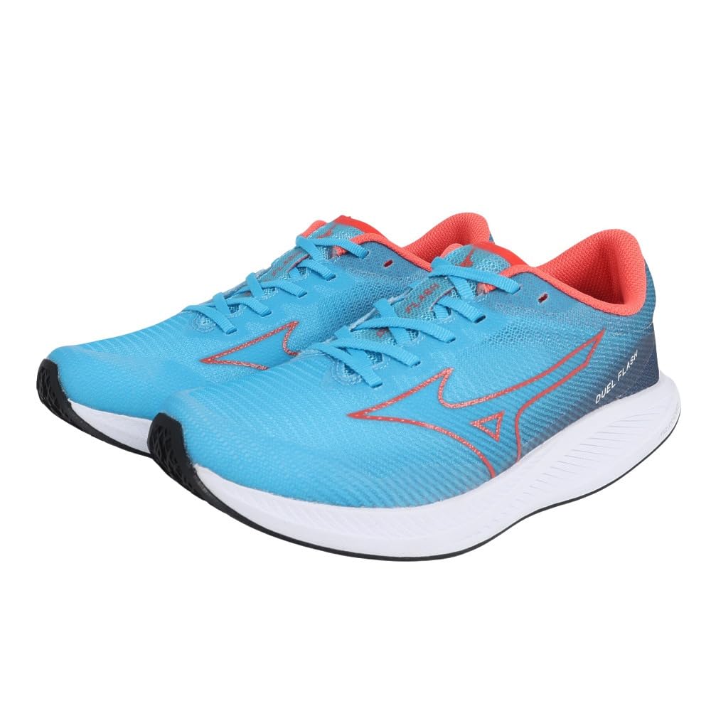 

Mizuno Duel Flash Running Shoes, Lightweight, Cushioned, Track and Field, Men s, Light Blue x Coral, Size 25.5 cm, 2E