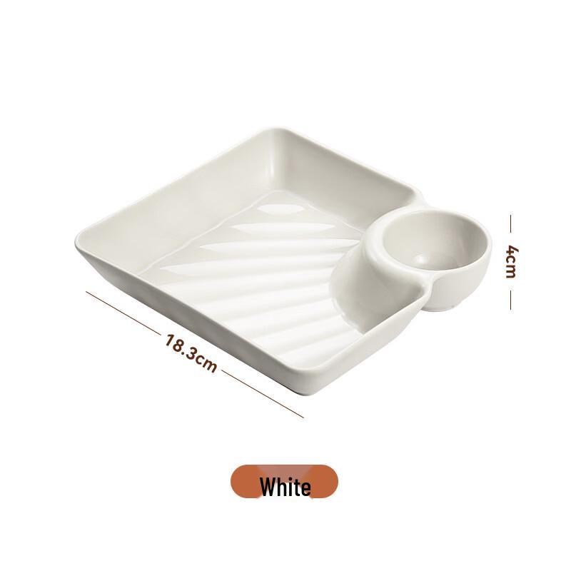 Square PP Snack & Dumpling Plates with Vinegar Dish