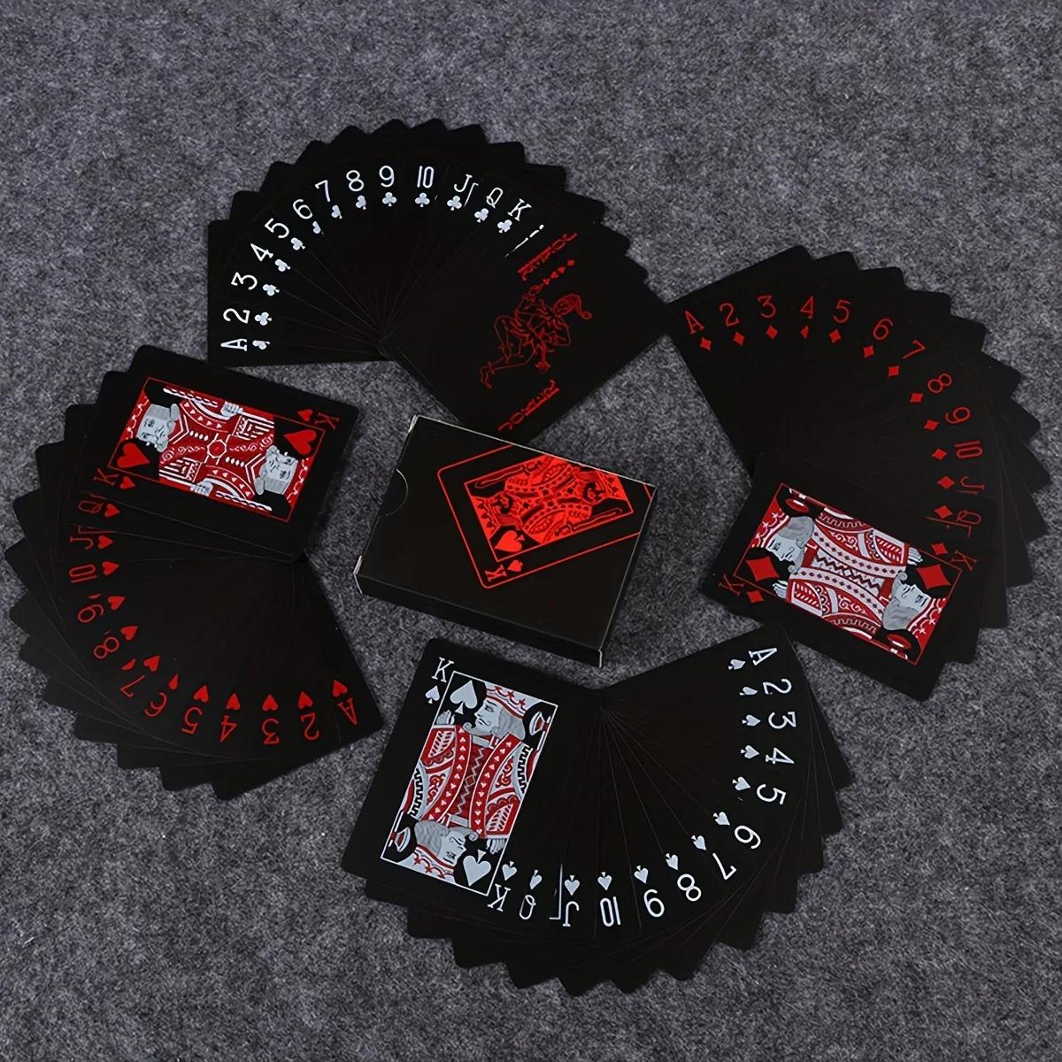 

54 шт./набір - Картка водонепроникна Чорна матова Гральні чорна пластикова картка картка для настільної гри Картка ПВХ червоний