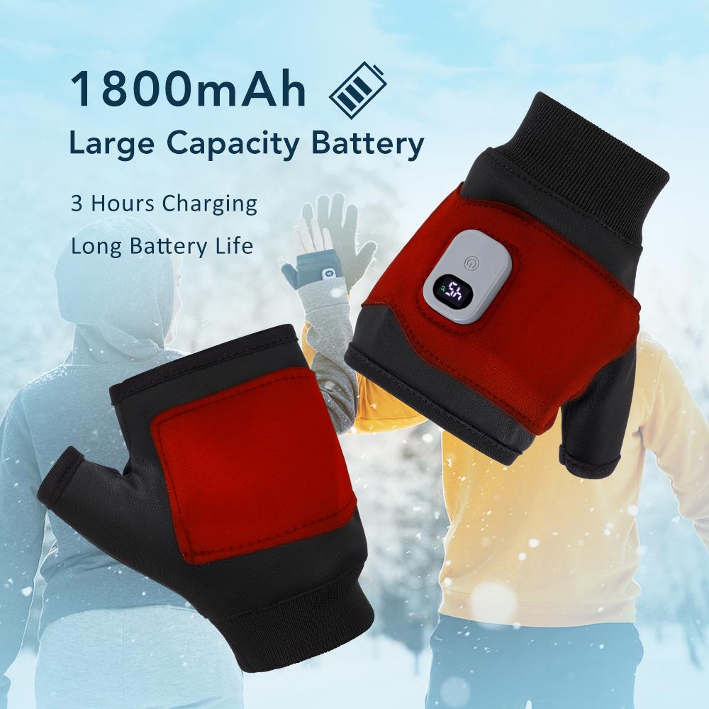 Touchscreen Heating Gloves Usb Rechargeable Winter Warm Electric Heated Fingerless Hand Warmer Thermal Mitten For Outdoor