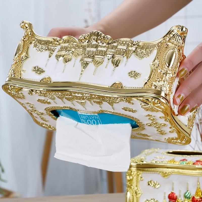 Servietten-Entnahme-Papierbox Plastik Geprägter Palast-Halter Heim-Servietten-Spender Restaurant-Organisator Hotel Schreibtisch Dekorativ