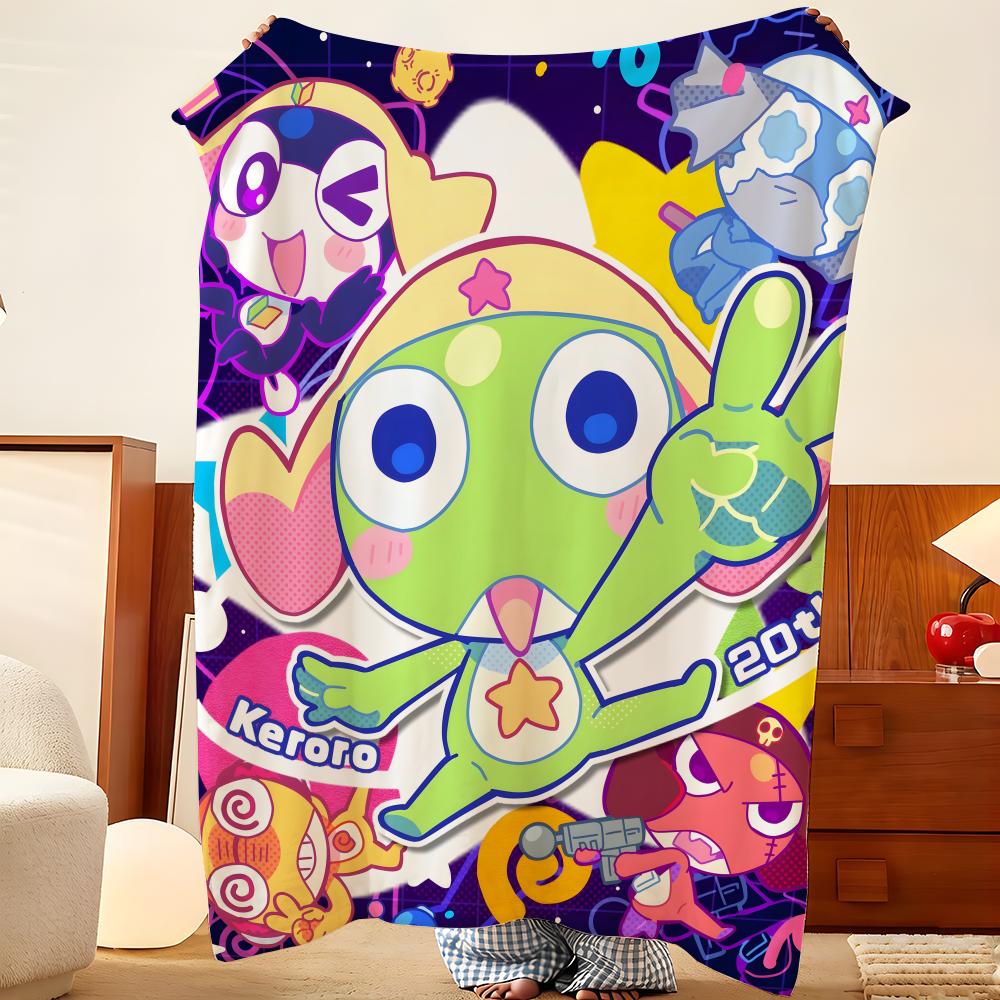 Anime K-Keroro G-Gunso Throw Flannel Throw Blanket, Lightweight Cozy, Durable Washable cute Cool