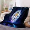 Leicester Football Club Crest Flannel Blanket, Soft Polyester, Modern Design, All-Season for Camping, Travel, Gifts for holidays or birthdays