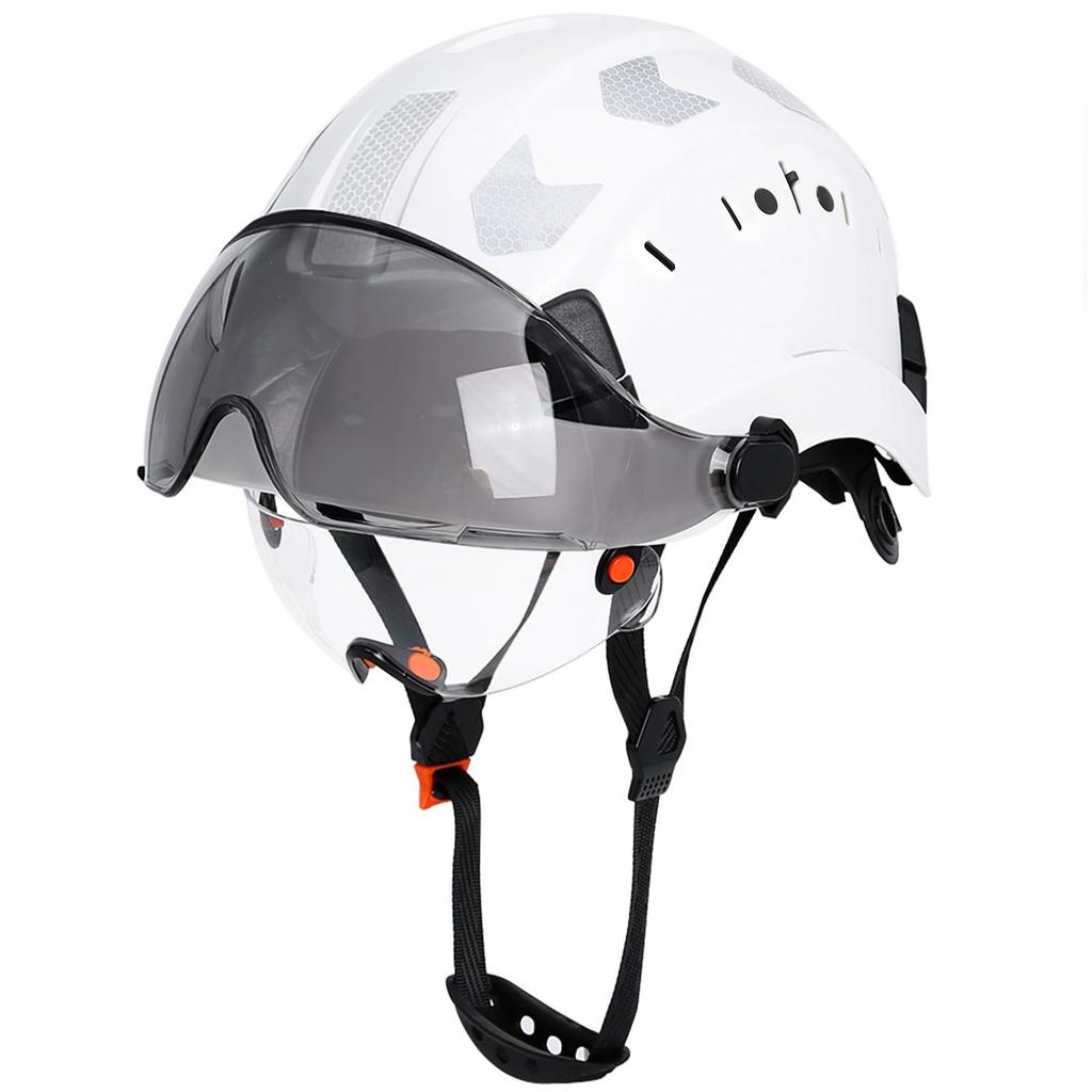PerldVerge Construction Safety Construction Site Helmet with Clear Protective Night EN397 Compliant Helmet, Helmet, Visor, Hat, ABS, Safety,