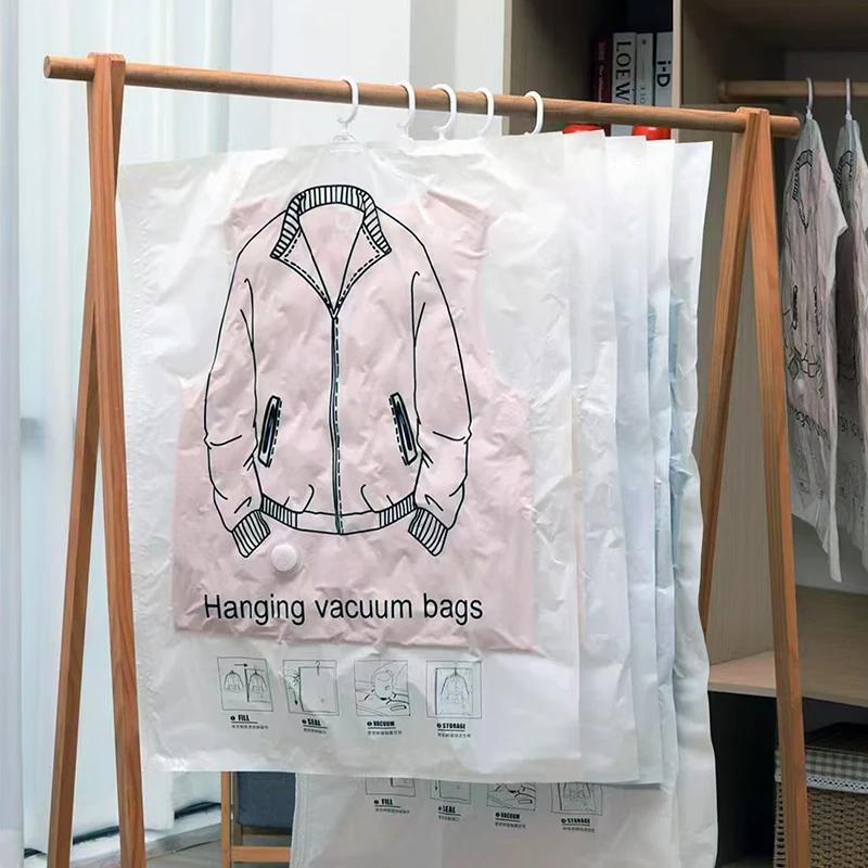 

2PCS Hanging Compression Bag for Storing down Jackets Coats Suits Dress Large Size Vacuum Dust Cover Wardrobe Organizer