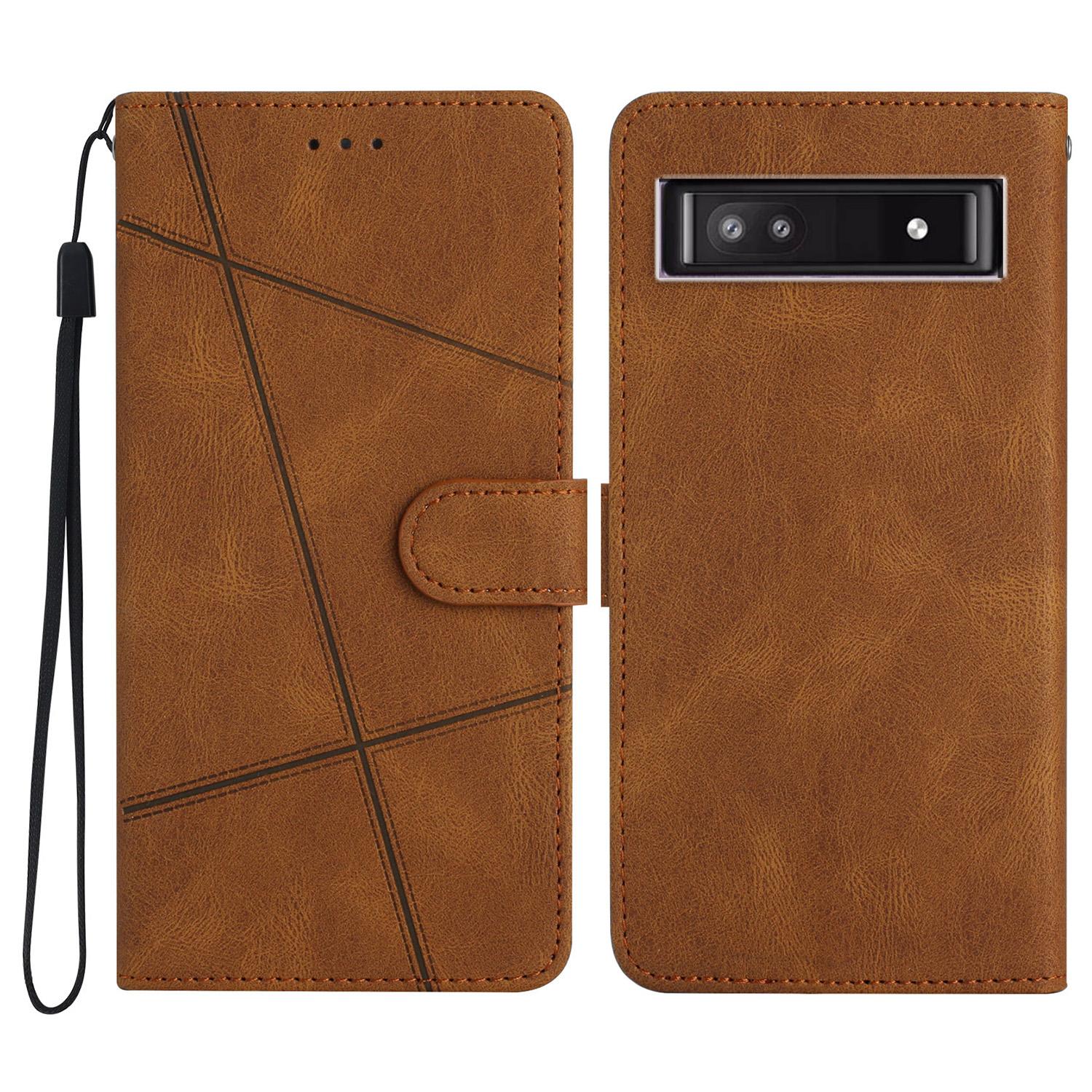 

For Google Pixel 9a Case Crazy Horse Texture PU Leather Wallet Stand Phone Cover E