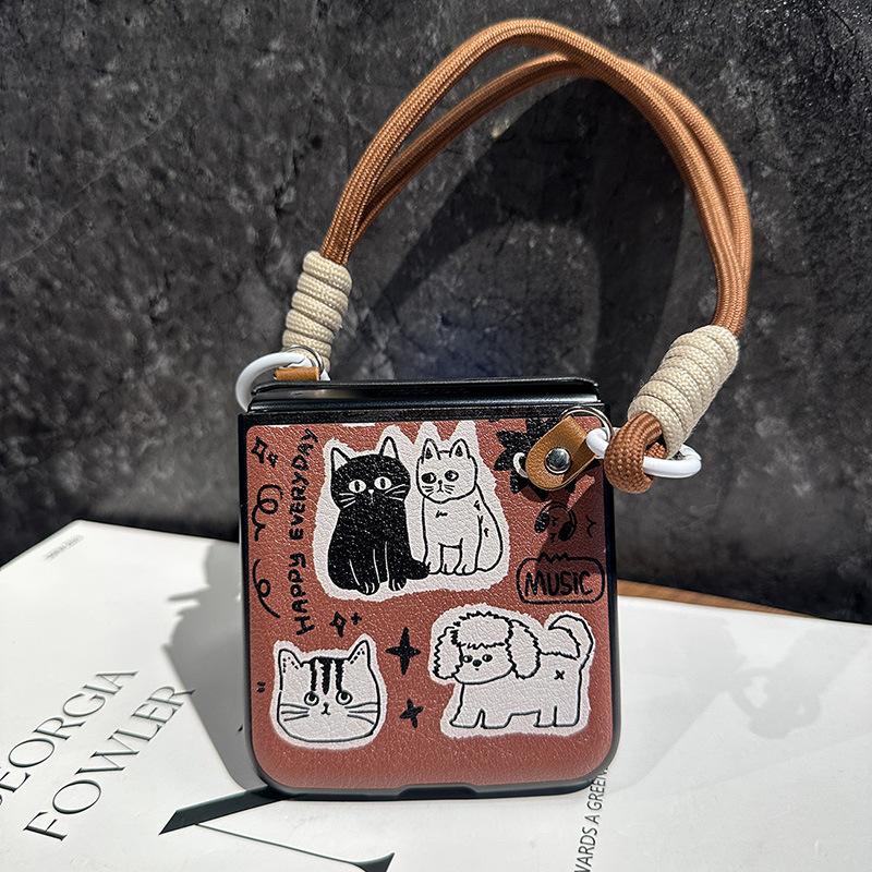 For Cats and Dogs, Motorola Razr11 Mobile Phone Case Folding Screen Cartoon Portable Lanyard Moto Razr11ultra Is Small