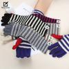 Koreanische Version von Strickhandschuhen mit verlängertem Farbblockdesign für Damen, Streifen, Retro, vielseitig, Herbst und Winter, Outdoor, warm, Fingerwollhandschuhe für Herren