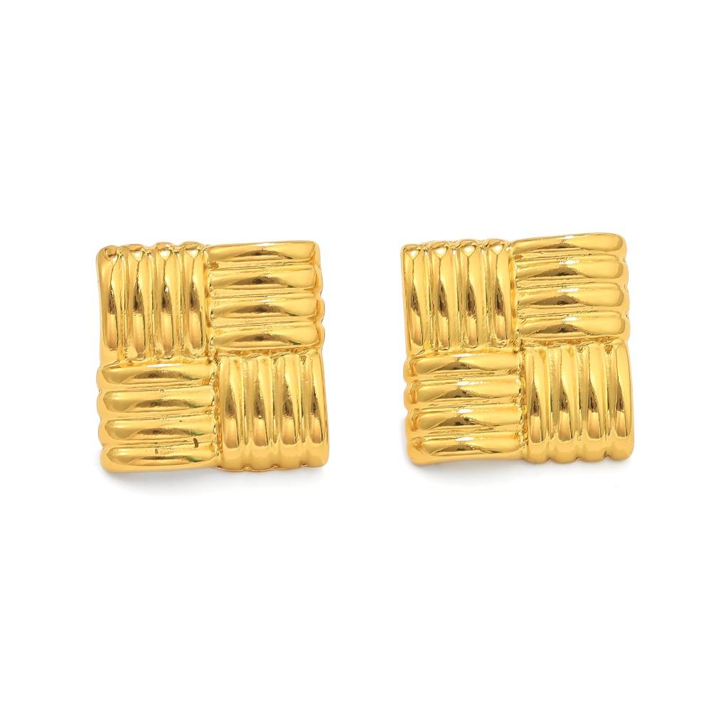 Retro Personality Geometry Fold Square Wave Stud Earrings for Women Charm Fashion Hip Hop Rock Party Jewelry Accessories Gift
